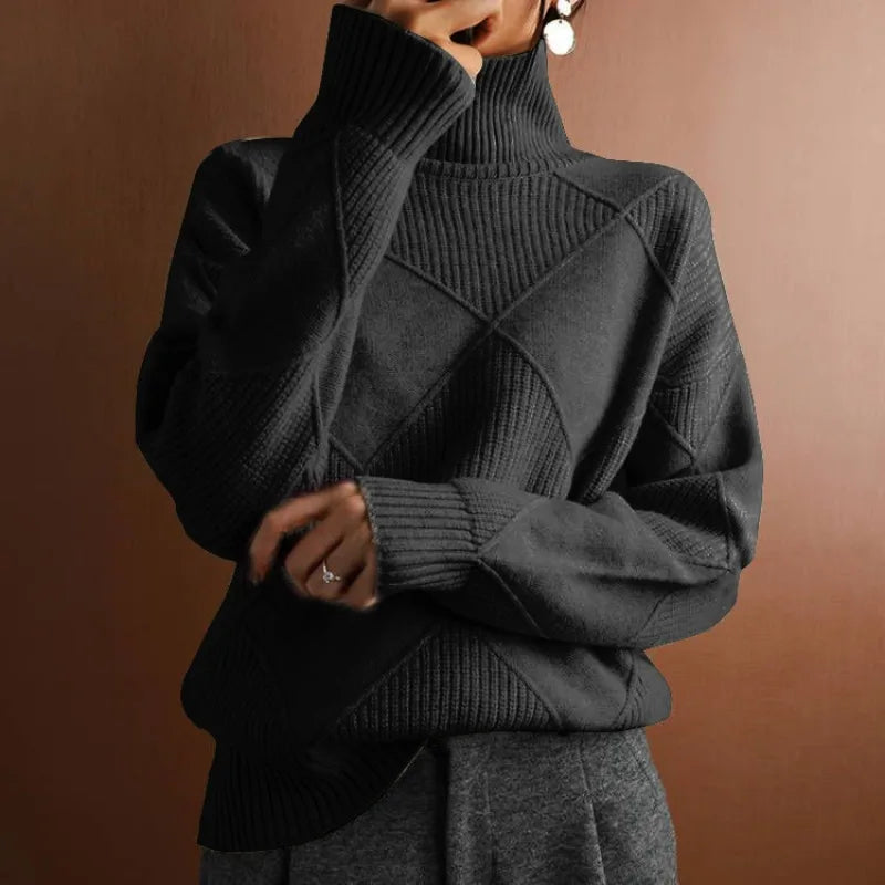 Cozy High Collar Knitted Sweater