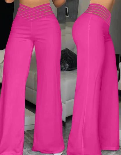 Crisscross Mesh Flared Trousers
