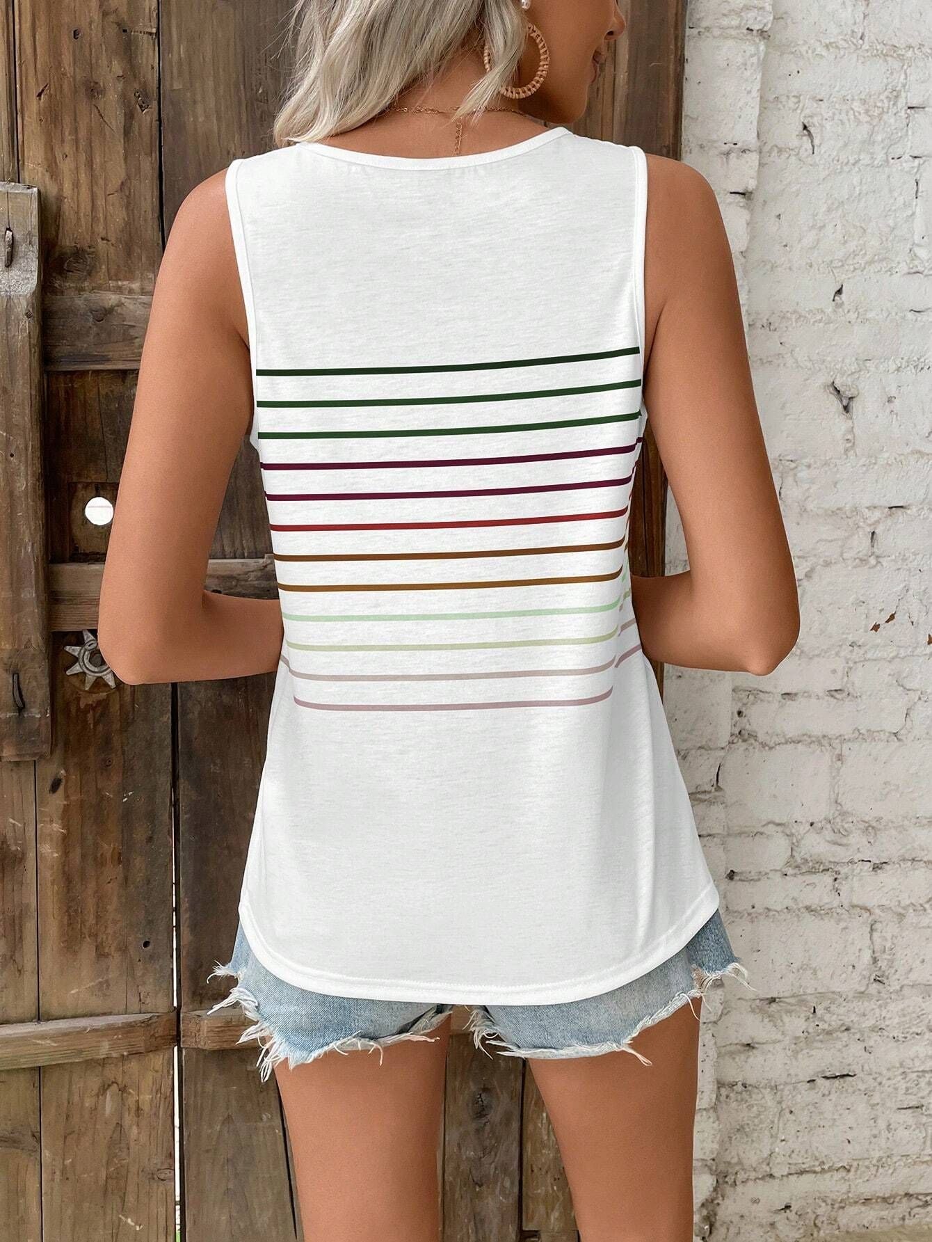 Striped Multi-Color Vest T-Shirt for Women