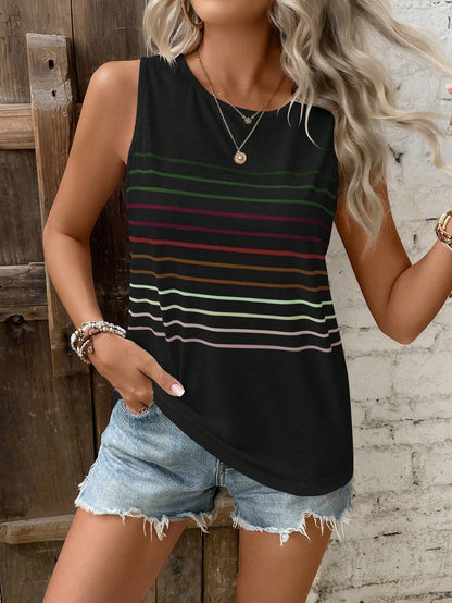 Striped Multi-Color Vest T-Shirt for Women