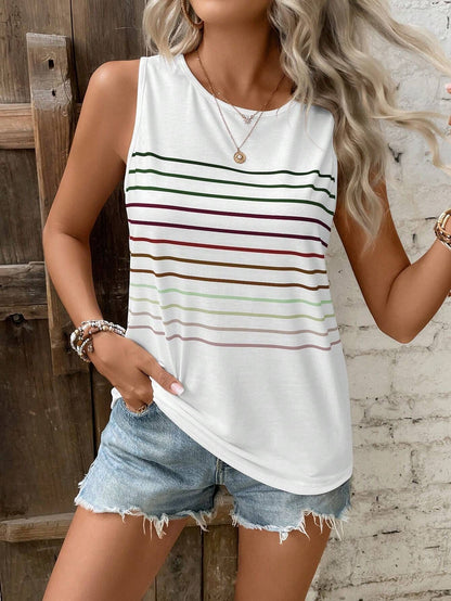 Striped Multi-Color Vest T-Shirt for Women