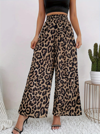 Leopard Wide Leg - High Waist Pants