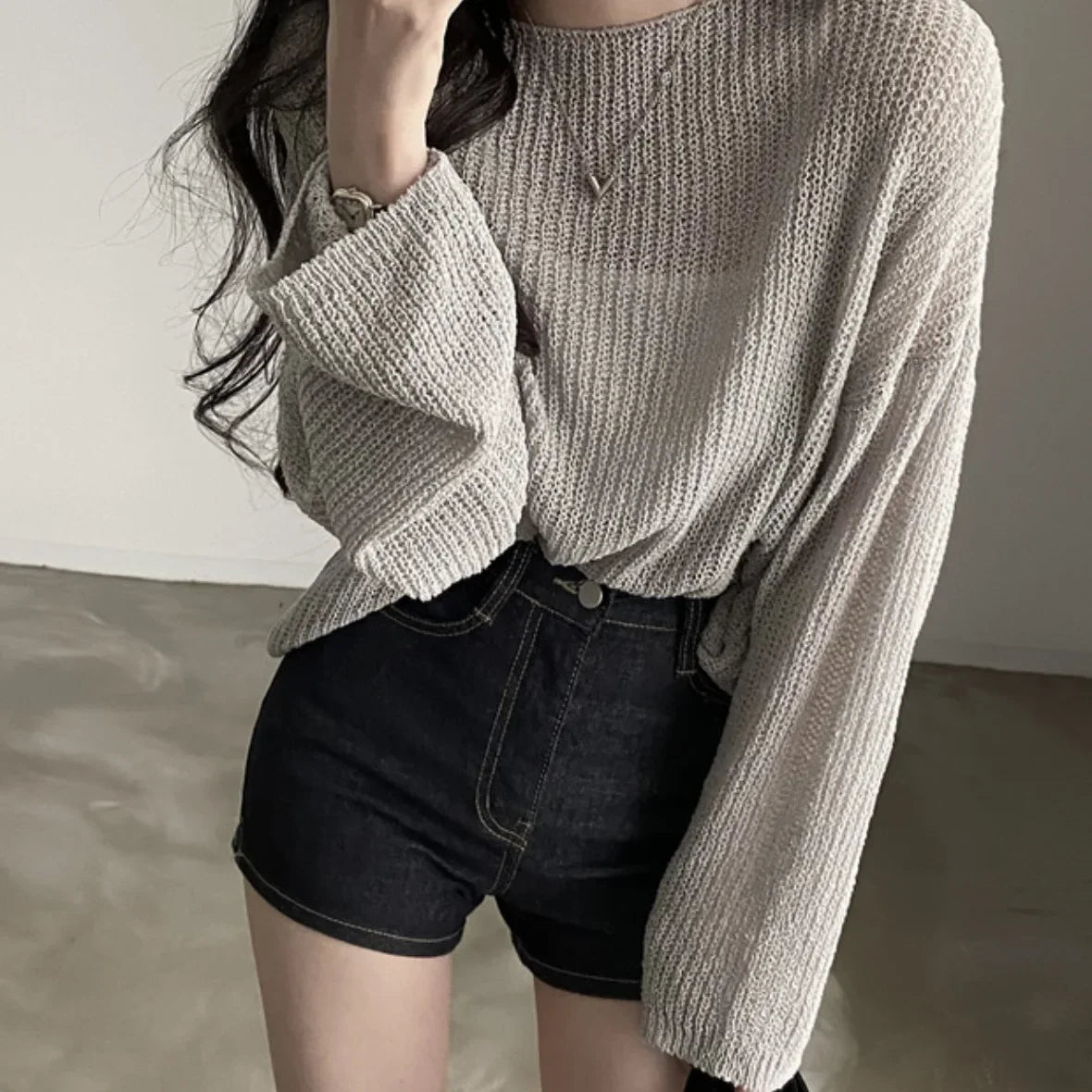 Lightweight Ice Silk Long-Sleeve Top