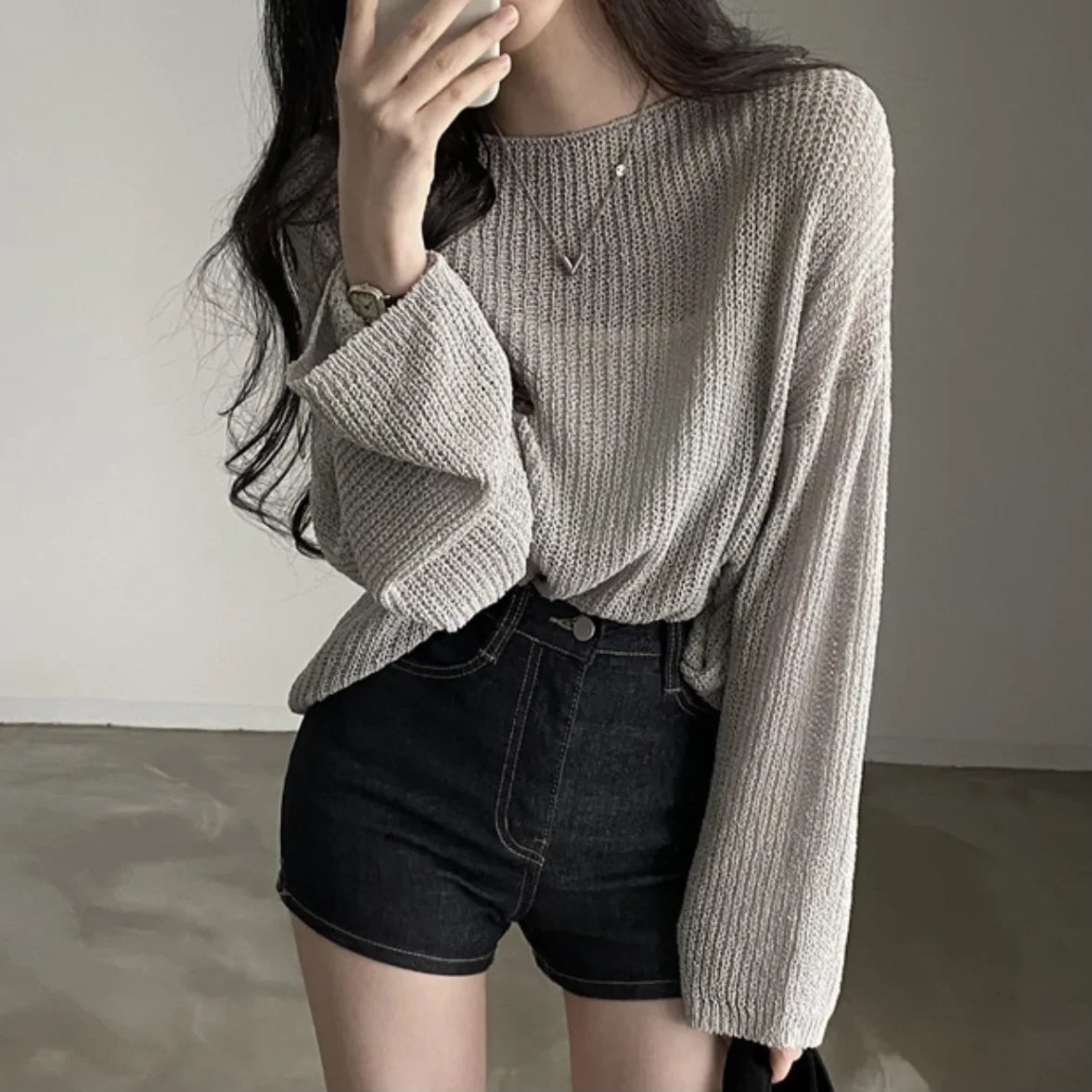 Lightweight Ice Silk Long-Sleeve Top