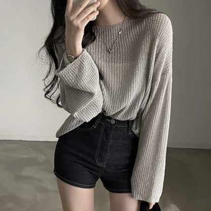Lightweight Ice Silk Long-Sleeve Top
