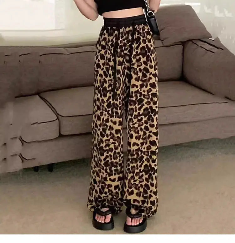 Chic Leopard Wide Leg Spring Pants for Women