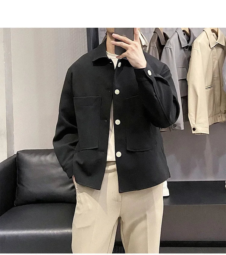 Versatile Woolen Casual Lapel Jacket