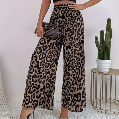 Leopard Wide Leg - High Waist Pants