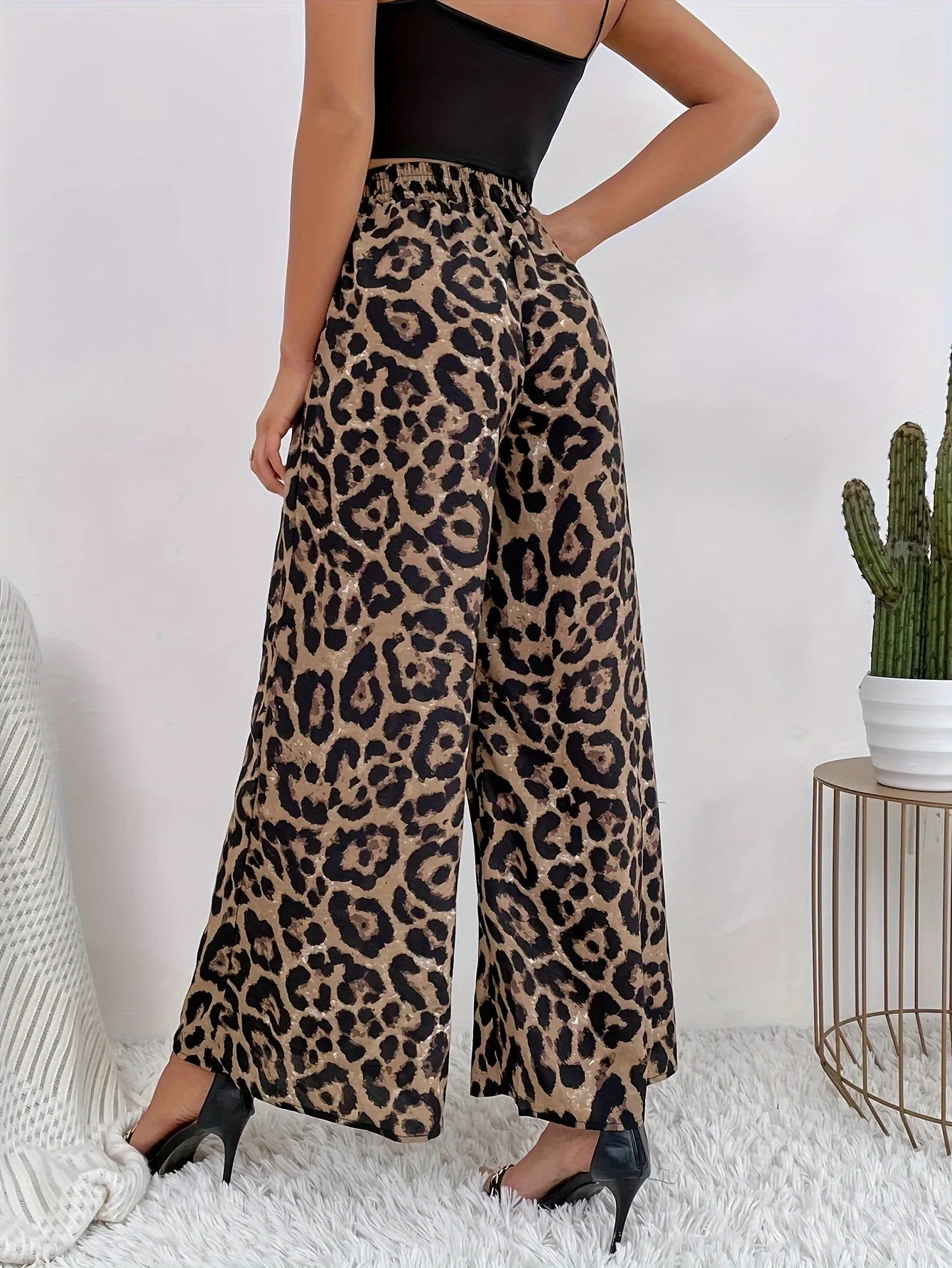 Leopard Wide Leg - High Waist Pants