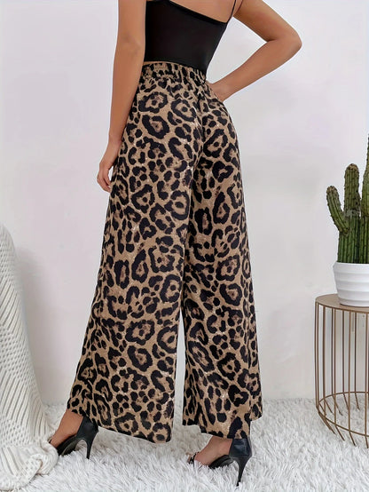 Leopard Wide Leg - High Waist Pants