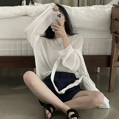 Lightweight Ice Silk Long-Sleeve Top
