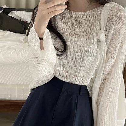 Lightweight Ice Silk Long-Sleeve Top