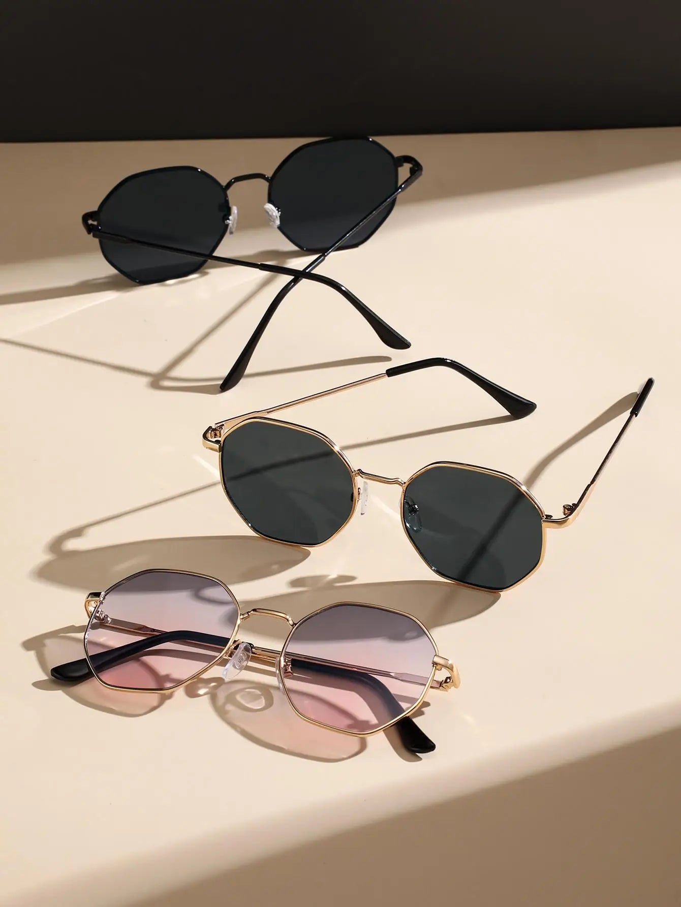  3PCS Geometric Vintage Y2K Sunglasses Set