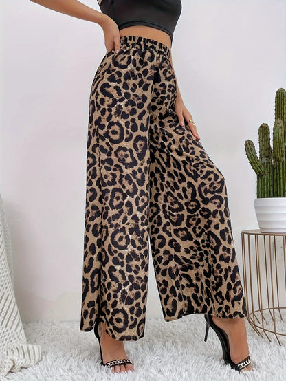 Leopard Wide Leg - High Waist Pants