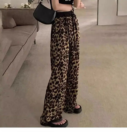 Chic Leopard Wide Leg Spring Pants for Women