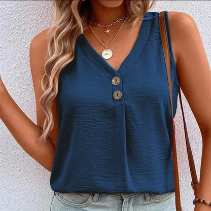 V-Neck Sleeveless Tank Top - Casual Summer Streetwear