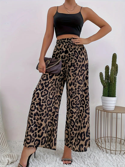 Leopard Wide Leg - High Waist Pants